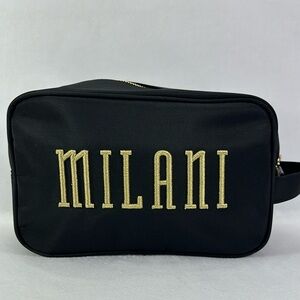 Milani Gift Makeup Toiletries Bag Vanity Clutch Black Zipper Closure